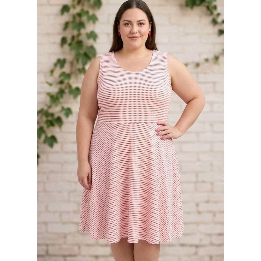 Molly & Isadora A-Line Dress‎ Plus Size 5X Red And White Striped Sleeveless